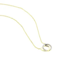 ABSOLU Damen Collier Gold Bicolor 375 (9 Karat) Diamant Weiß 0,07 ct Kreis