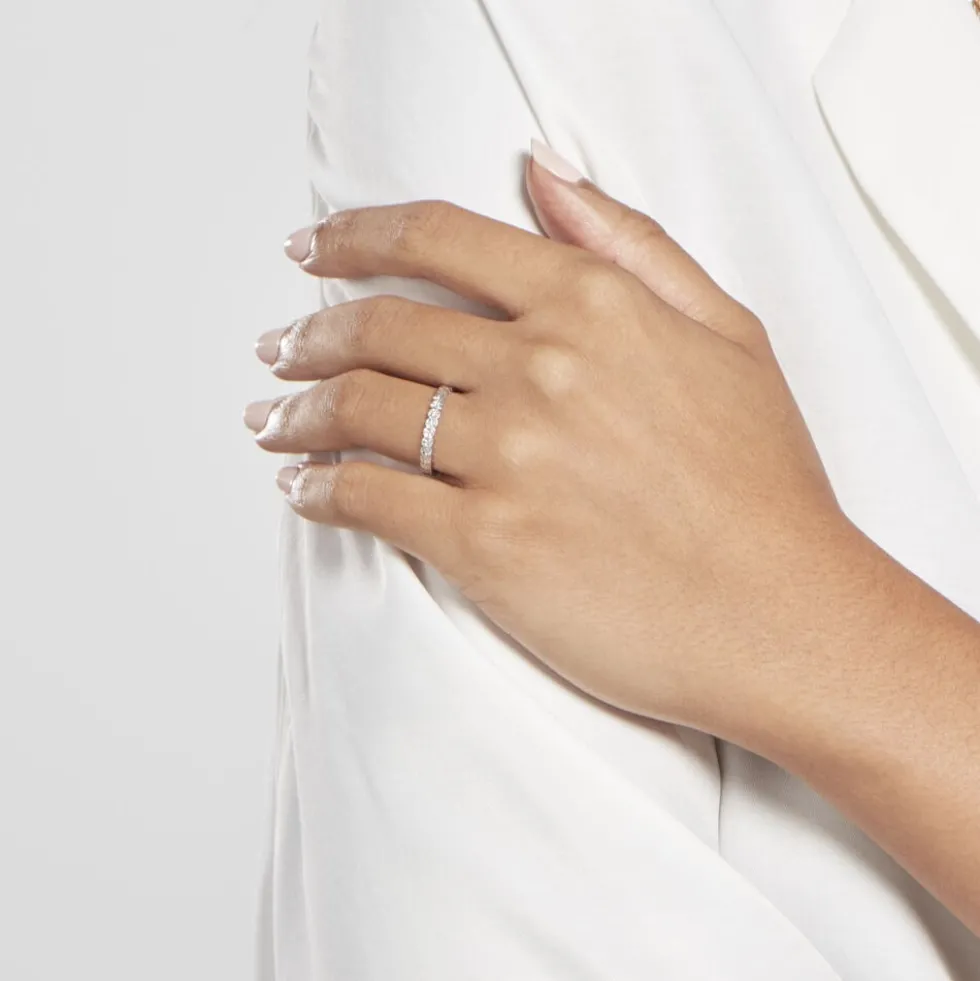 Alliance Dentelle 2 Rangs Diamantee Or Blanc