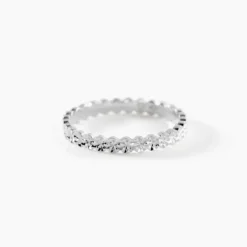 Alliance Dentelle 2 Rangs Diamantee Or Blanc