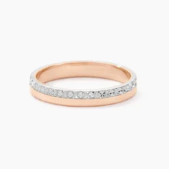 Alliance Fantaisie Diamantee Ruban Plat Or Bicolore