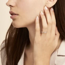 Alliance Fantaisie Diamantee Ruban Plat Or Blanc