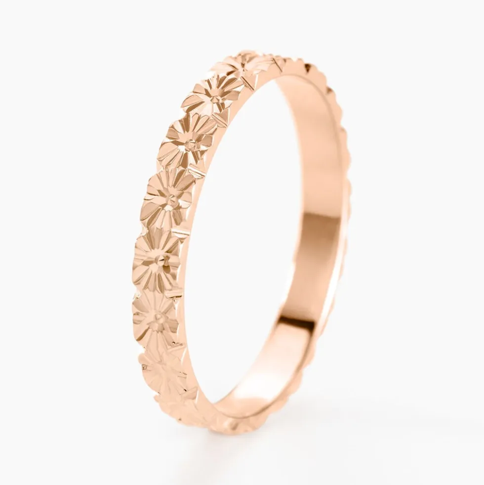 Alliance Fleur Diamantee Ruban Plat Or Rose