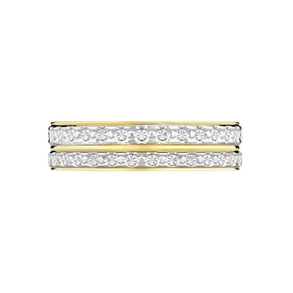 Alliance Grain De Folie Diamantee Ruban Plat Or Bicolore