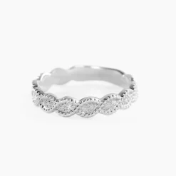 Alliance Marielle Ruban Plat Or Blanc