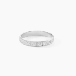 Alliance Marya Carree Diamantee Ruban Plat Or Blanc