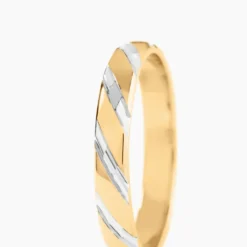 Alliance Strie Fantaisie Demi Jonc Classique Or Bicolore