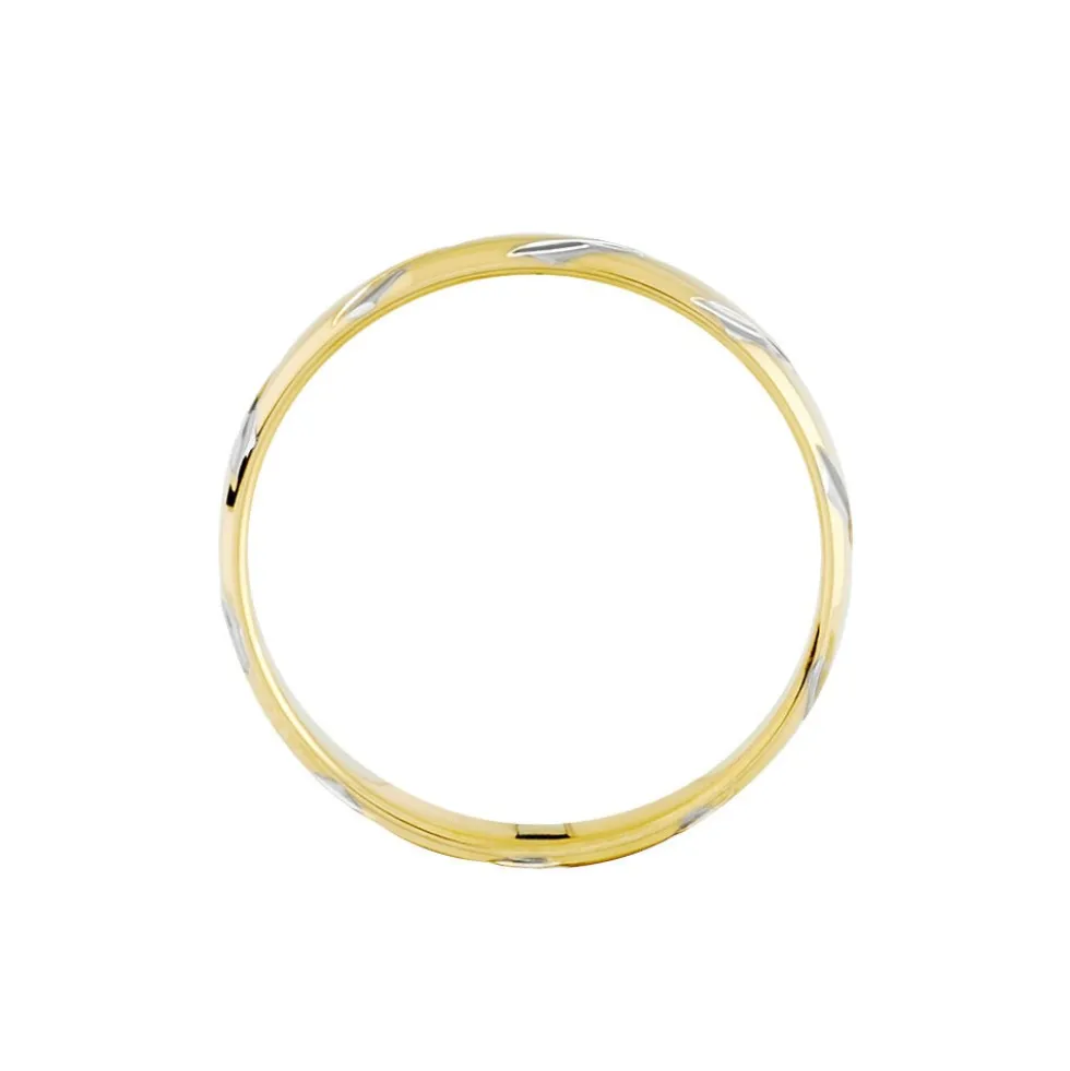 Alliance Strie Fantaisie Demi Jonc Classique Or Bicolore