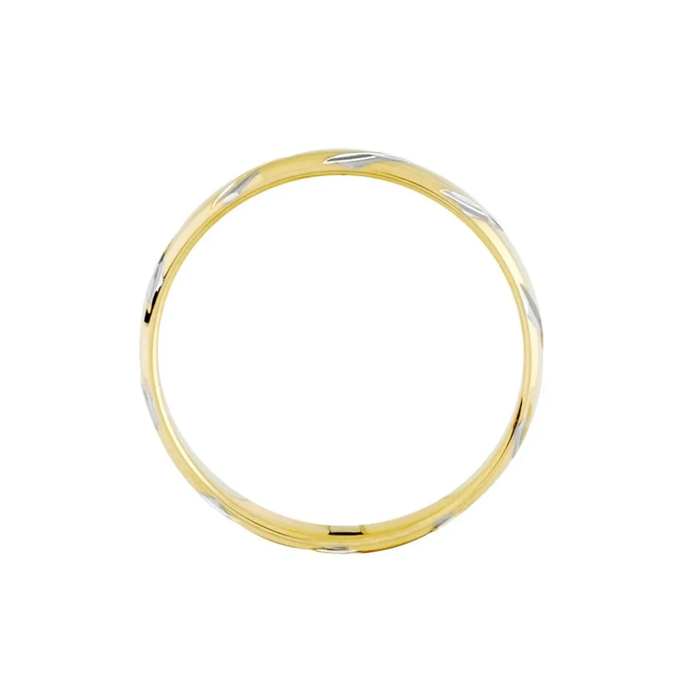 Alliance Strie Fantaisie Demi Jonc Classique Or Bicolore
