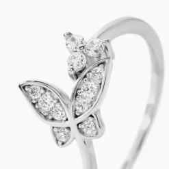 Bague Ajustable Cadfan Argent Blanc Oxyde De Zirconium