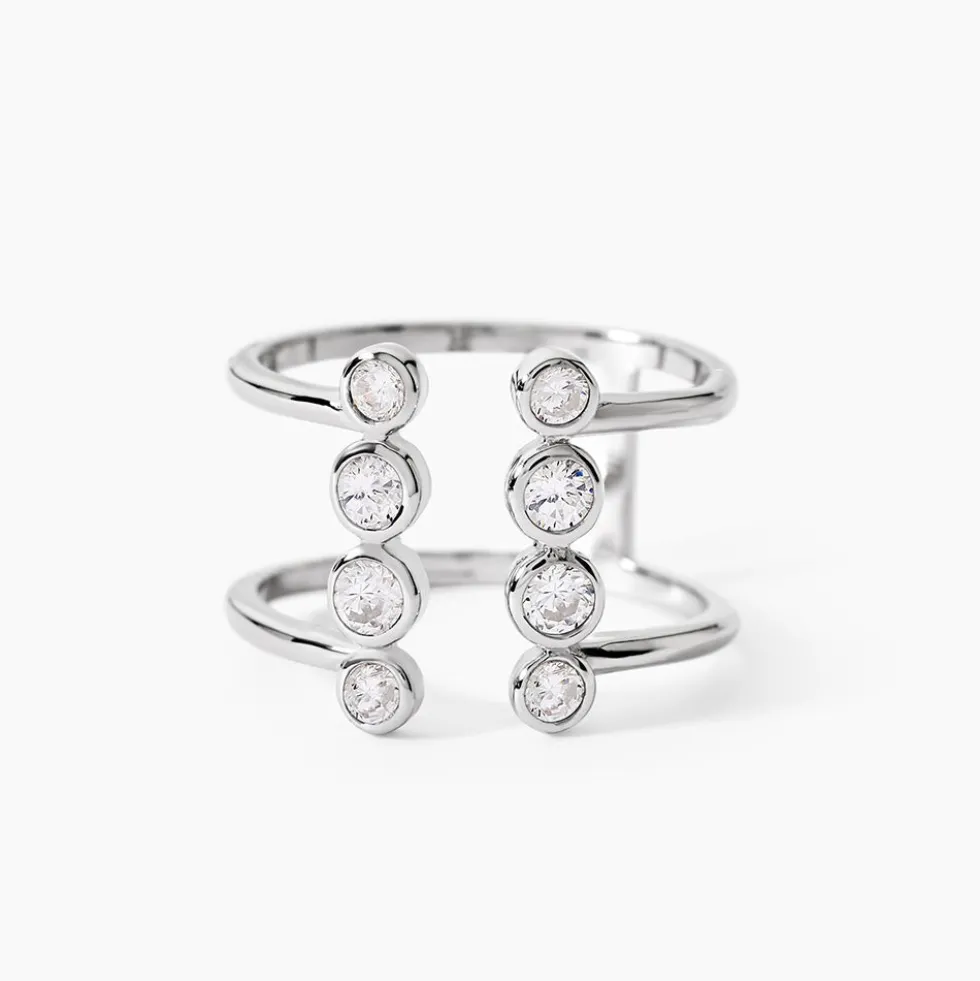 Bague Ajustable Janvier Argent Oxydes De Zirconium