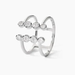 Bague Ajustable Janvier Argent Oxydes De Zirconium