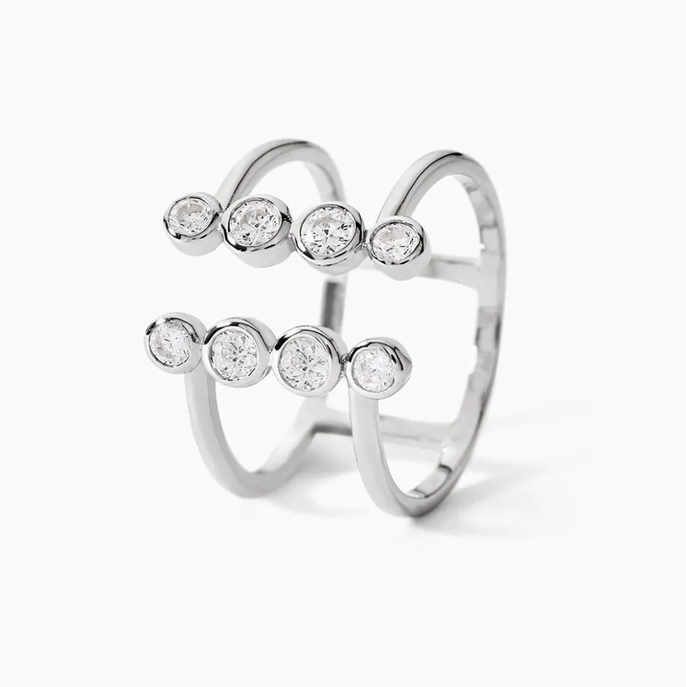 Bague Ajustable Janvier Argent Oxydes De Zirconium