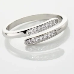 Bague Ajustable Mendel Argent Blanc Oxyde De Zirconium