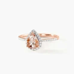 Bague Alice Or Rose Morganite Et Oxyde De Zirconium