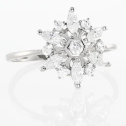 Bague Allassane Or Blanc Oxyde De Zirconium