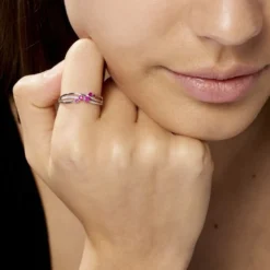Bague Amarylis Or Blanc Rubis Diamant