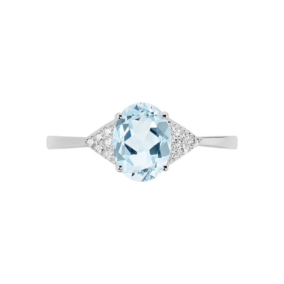 Bague Andreani Or Blanc Topaze Et Oxyde De Zirconium