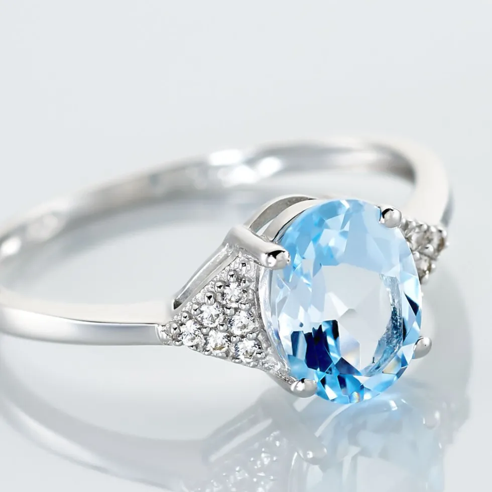 Bague Andreani Or Blanc Topaze Et Oxyde De Zirconium