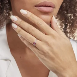 Bague Angie Or Blanc Rubis Et Diamant