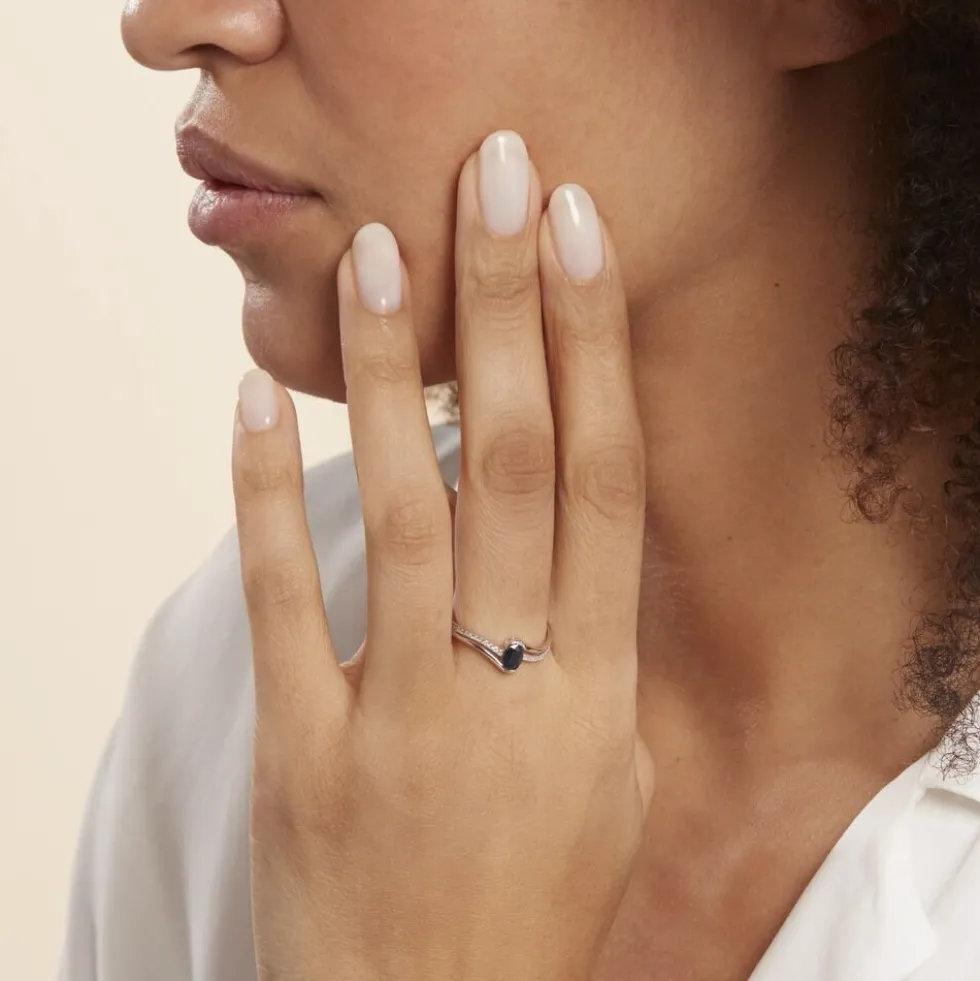 Bague Anja Or Blanc Saphir Et Diamant