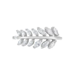 Bague Argent Blanc Cristobal Feuille Oxydes De Zirconium