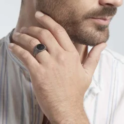 Bague Argent Blanc Tom Email Noir