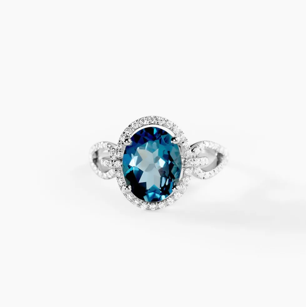 Bague Ayanna Or Blanc Topaze Et Oxyde De Zirconium