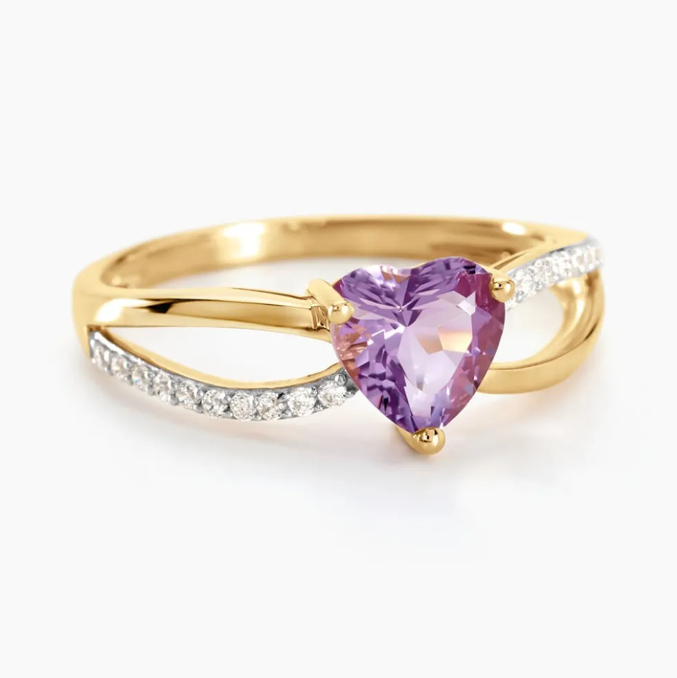 Bague Bertille Or Jaune Amethyste Et Oxyde De Zirconium