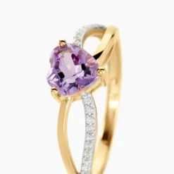 Bague Bertille Or Jaune Amethyste Et Oxyde De Zirconium