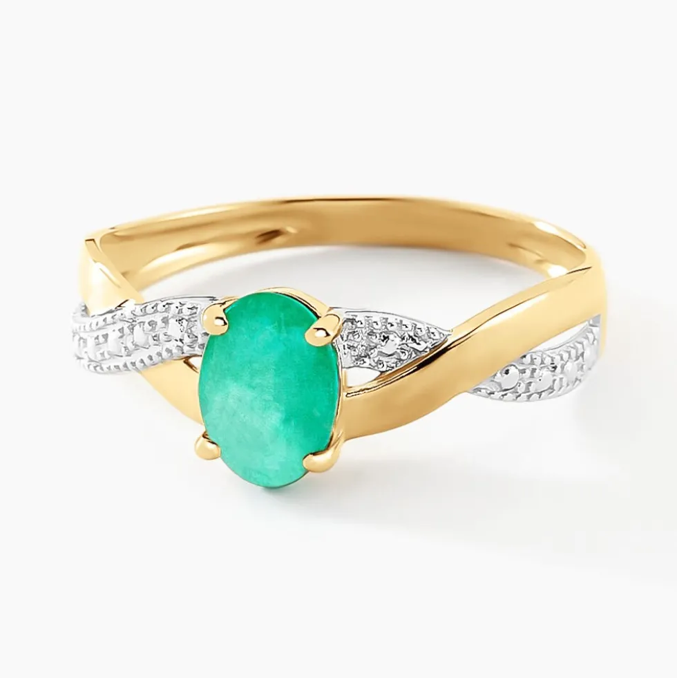 Bague Candice Or Jaune Emeraude