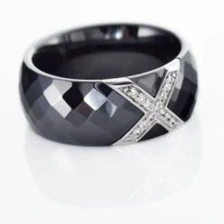 Bague Ceramique X Argent Blanc Oxyde De Zirconium Et Céramique