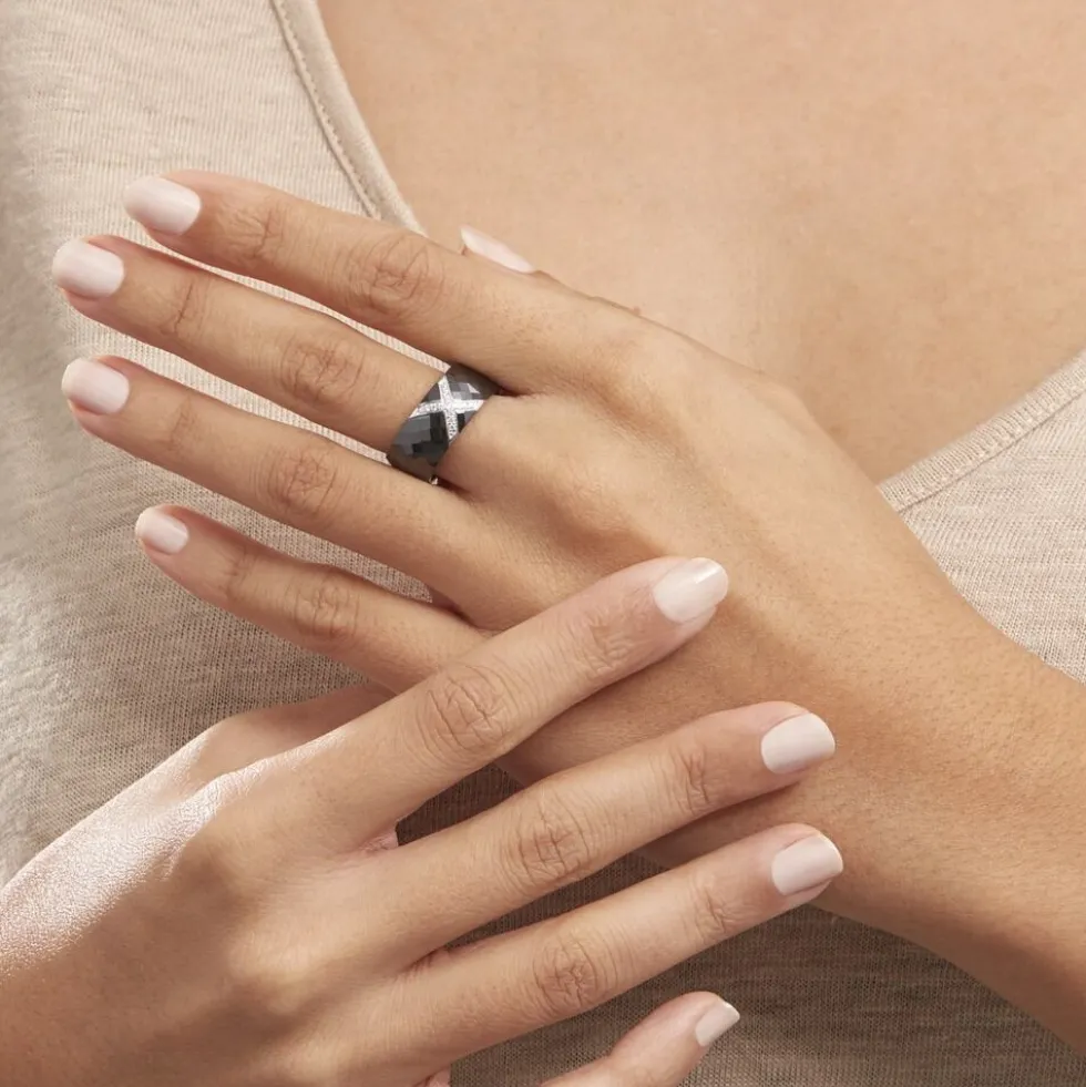 Bague Ceramique X Argent Blanc Oxyde De Zirconium Et Céramique
