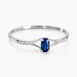 Bague Charmante Or Blanc Saphir Et Diamant