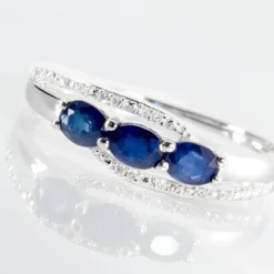 Bague Comete Or Blanc Saphir Et Diamant