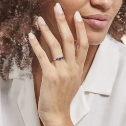 Bague Comete Or Blanc Saphir Et Diamant