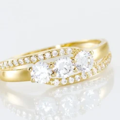 Bague Comete Or Jaune Oxyde De Zirconium