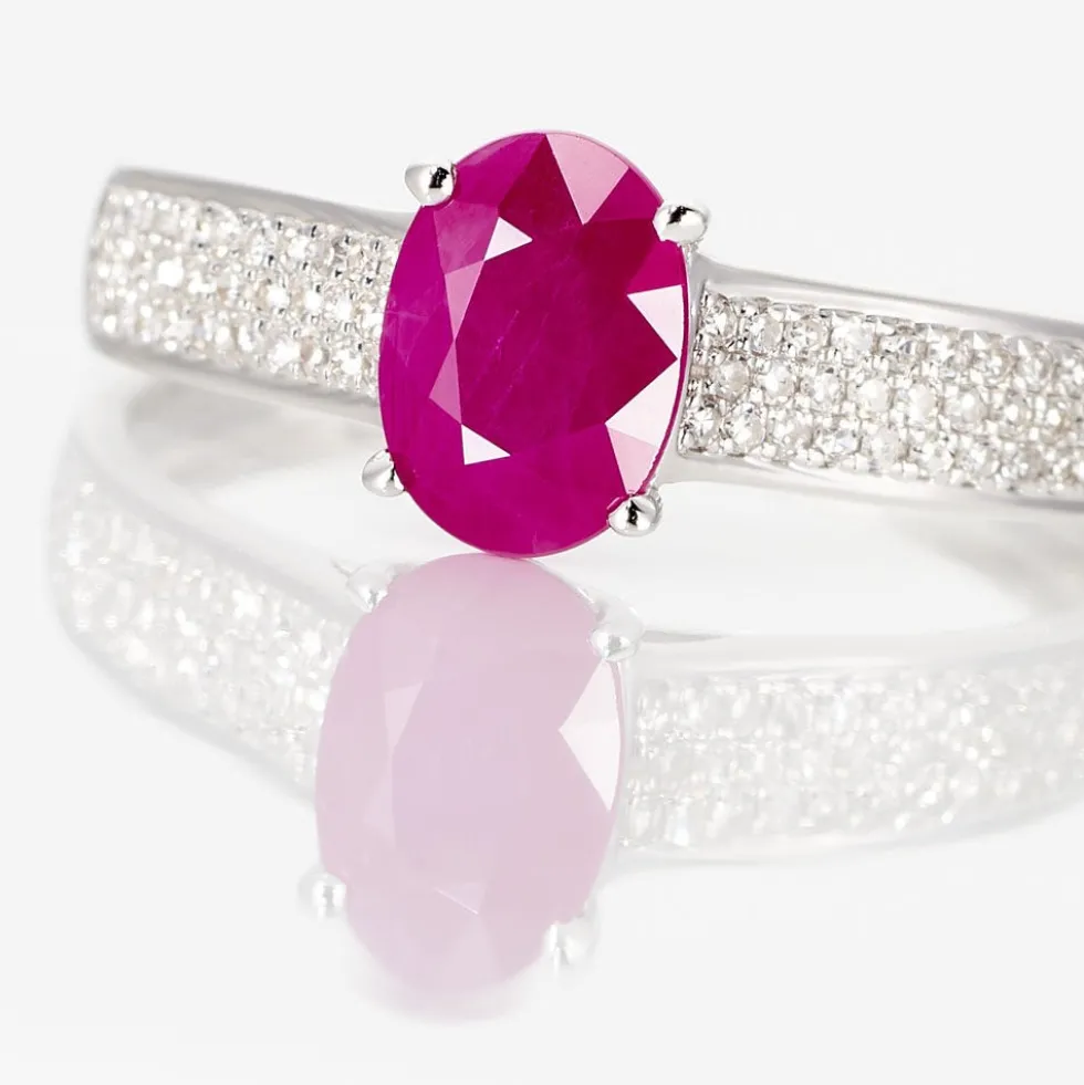 Bague Crista Or Blanc Rubis Et Diamant