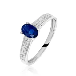 Bague Crista Or Blanc Saphir Et Diamant