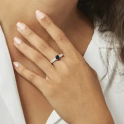 Bague Crista Or Blanc Saphir Et Diamant