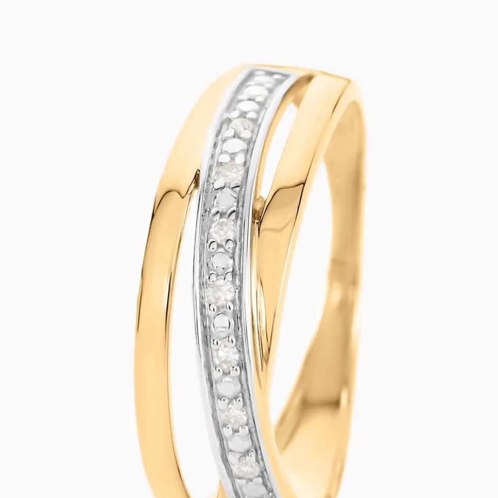 Bague Croisee Or Jaune Diamant