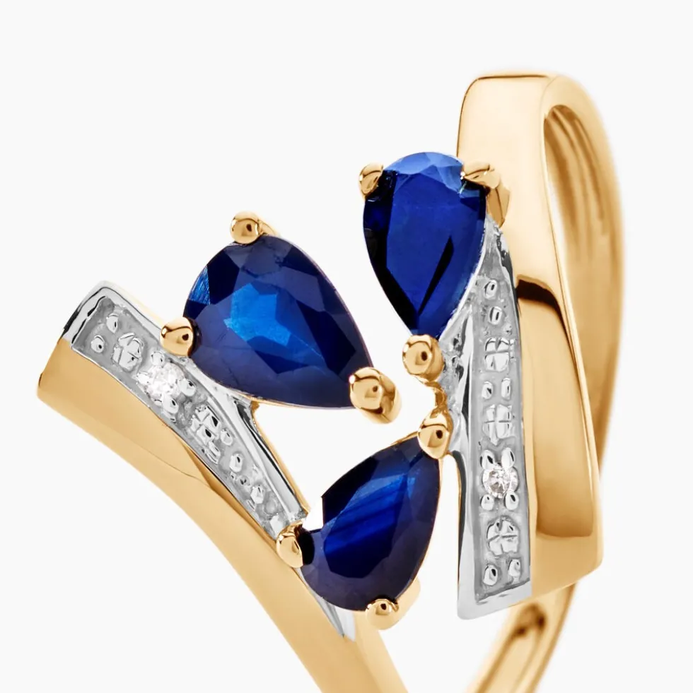 Bague Dahlia Or Jaune Saphir Diamant