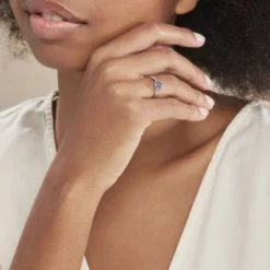 Bague Denise Or Blanc Saphir Et Diamant