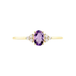 Bague Diapre Or Jaune Améthyste Oxyde De Zirconium