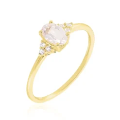 Bague Diapre Or Jaune Quartz Oxyde De Zirconium
