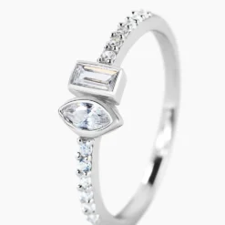 Bague Dua Argent Blanc Oxyde De Zirconium