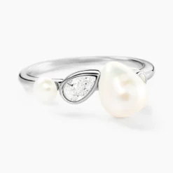 Bague Dua Argent Blanc Perle De Culture Oxyde De Zirconium
