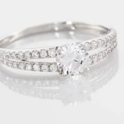 Bague Fina Or Blanc Oxyde De Zirconium