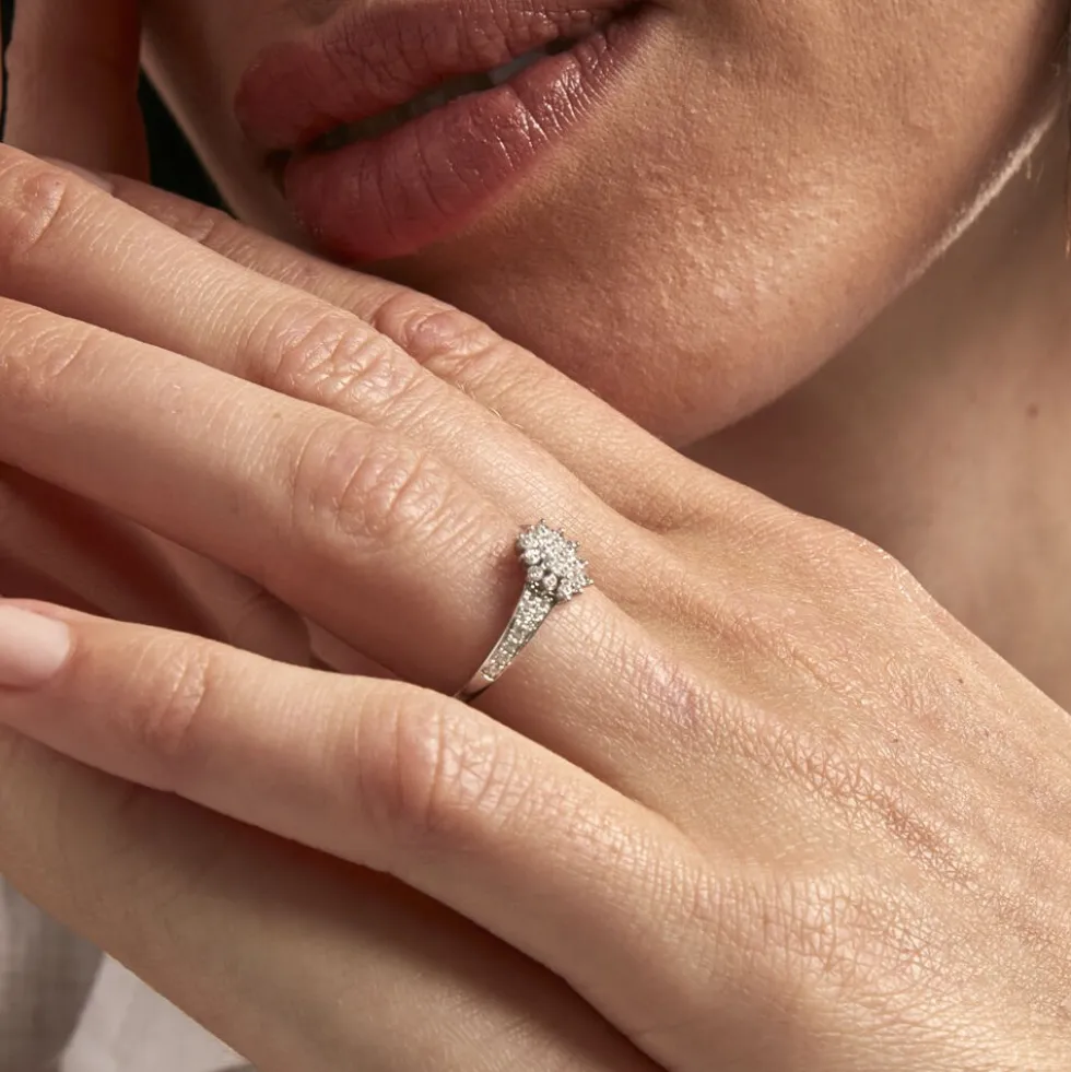 Bague Floris Or Blanc Oxyde De Zirconium