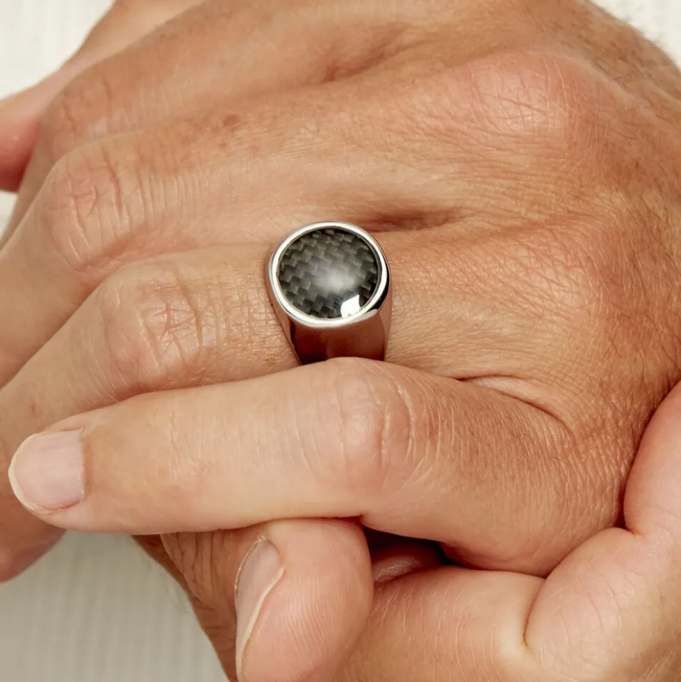 Bague Jourdan Homme Arecibo Acier Blanc Carbone