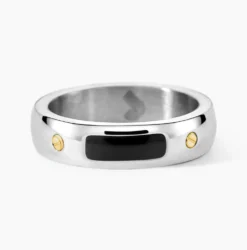 Bague Jourdan Louka Acier Argenté Onyx